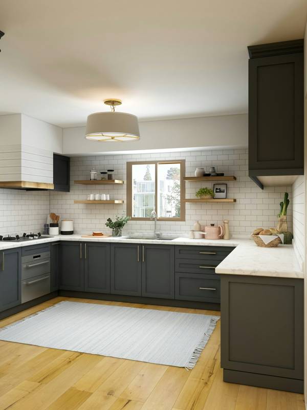 Dark kitchen cabinets with hardware