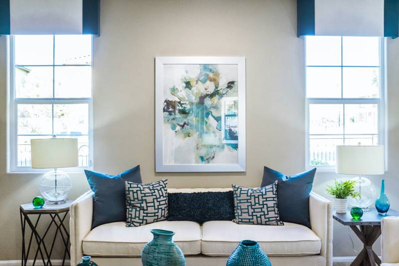 Living room windows with painted casing